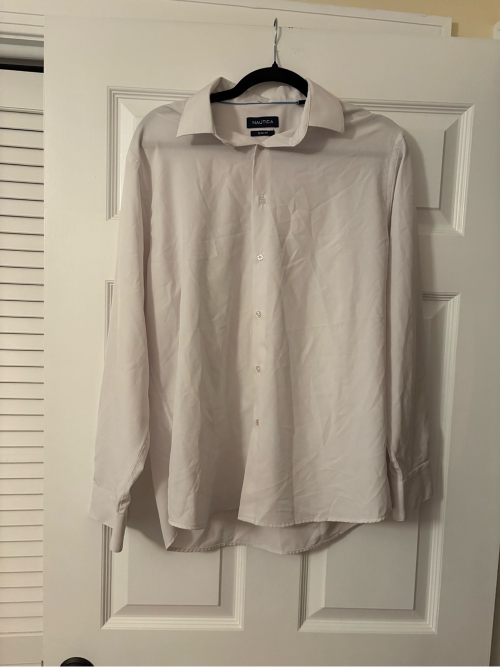 Nautica Men's Light White Long-Sleeve Dress Shirt